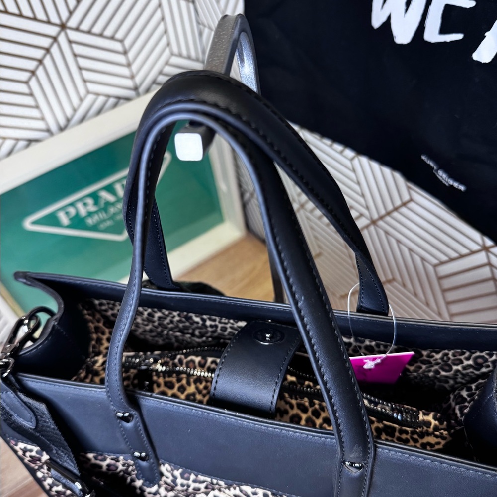 Betsey Johnson Black and Brown Leopard Tote - Picture 8 of 13